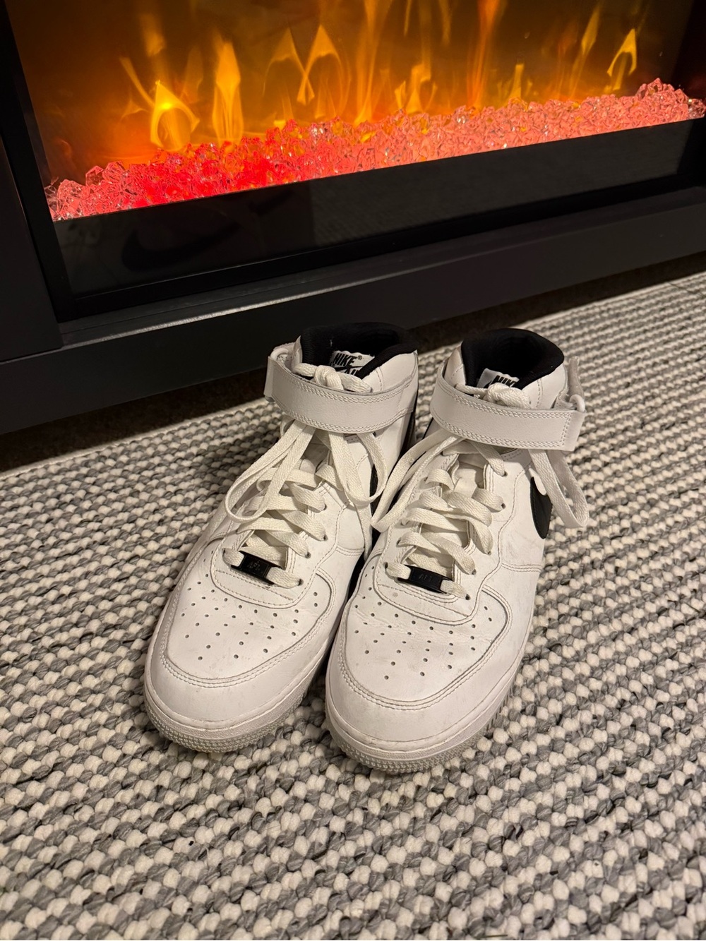 Nike White and Black High-Top Sneakers with Ankle Strap